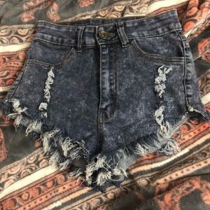 High waisted jean shorts
